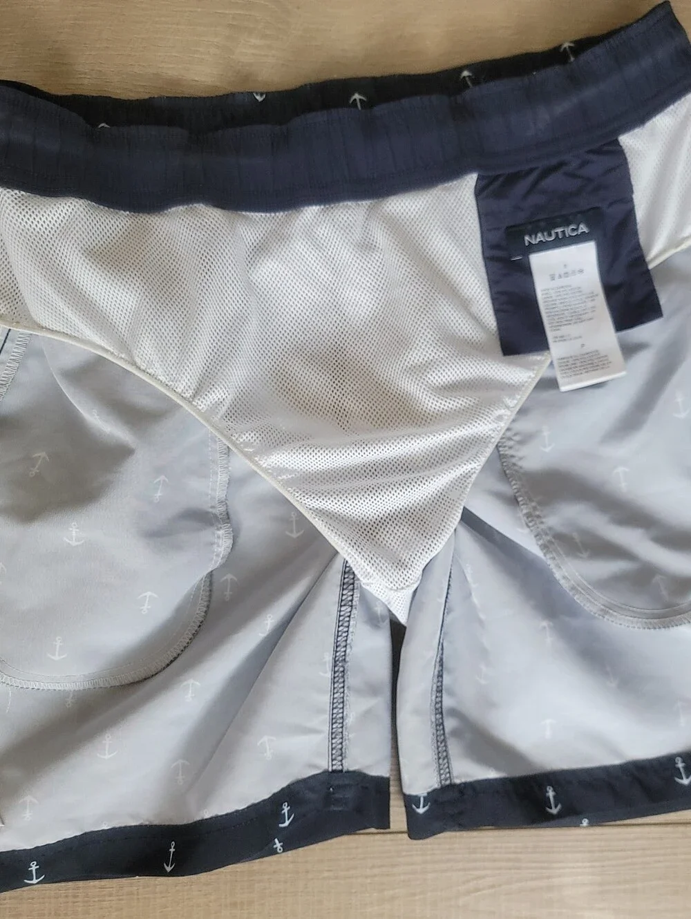 Nautica Mens Navy Anchor Swim Trunks Small Quick-Dry Nautical Beach Shorts Small